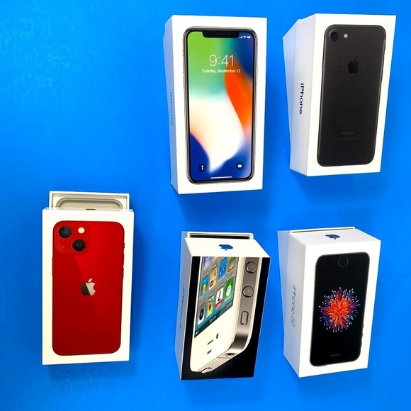 IPHONE EMPTY Box Only- iPhone Lot Of 5 Boxes ( iPhone X, 7 ,SE, 13 Mini and 4).